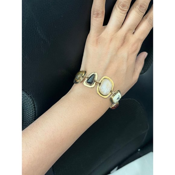 Golden bracelet Vintage style statement gold boho bracelet gold tone chunky - Picture 5 of 7